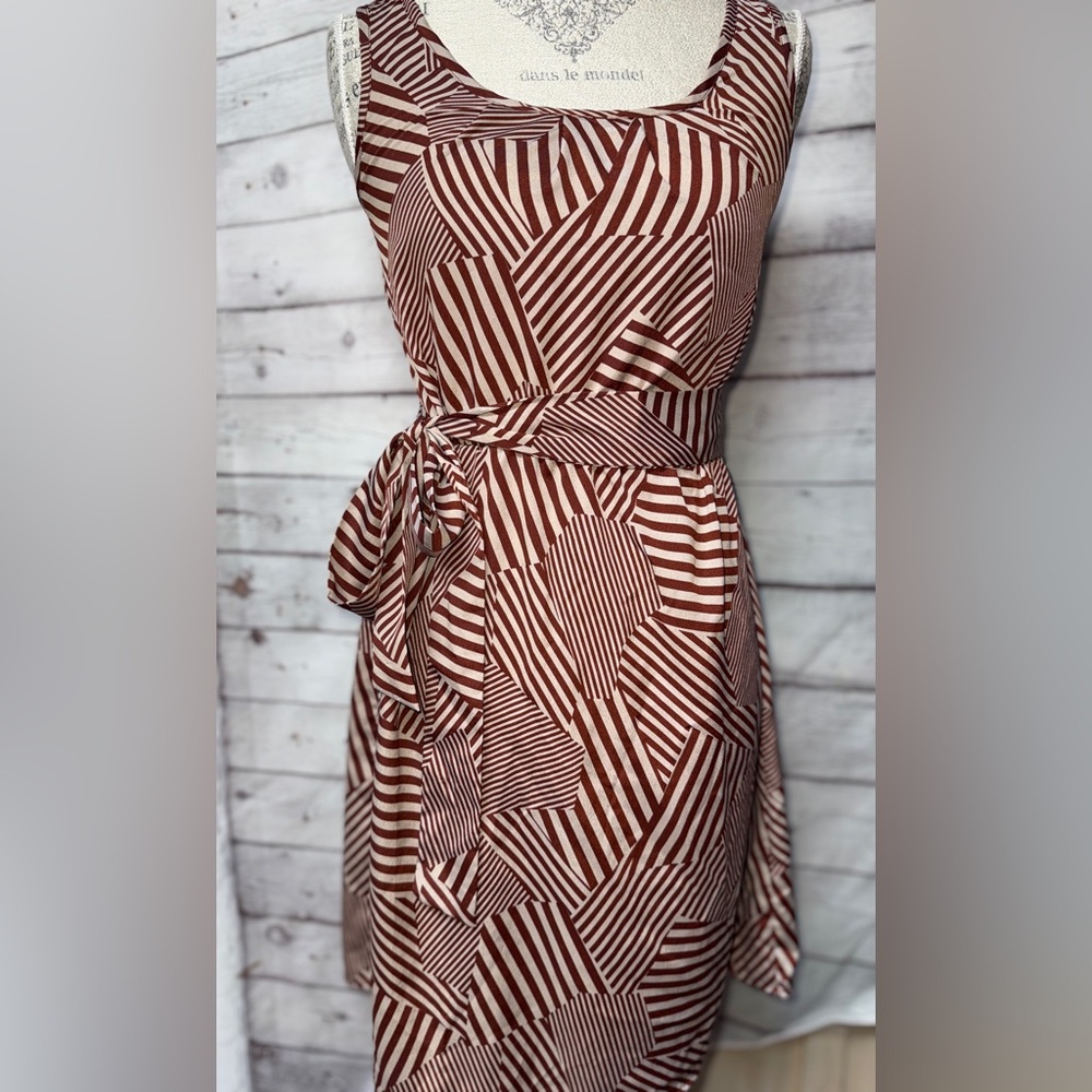 Needle & Thread Rust Colored Striped Dress